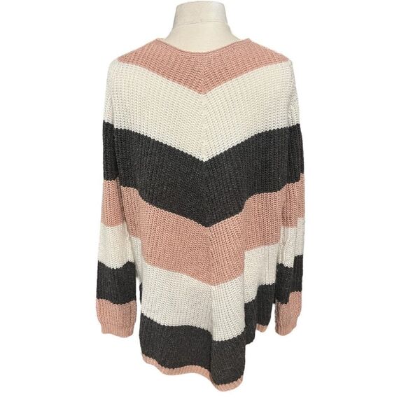 Vine & Love Pink Multi-Color Scoop Neck Color Block Sweater, Size Medium EUC - Picture 3 of 5